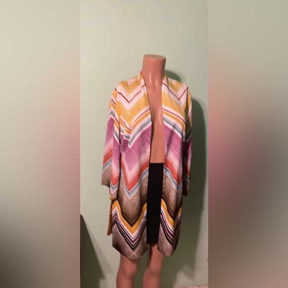 Chico’s Reversible Kimono Boho Shadows 3/4 Sleeve Jacket Multi Open Front - Picture 8 of 17